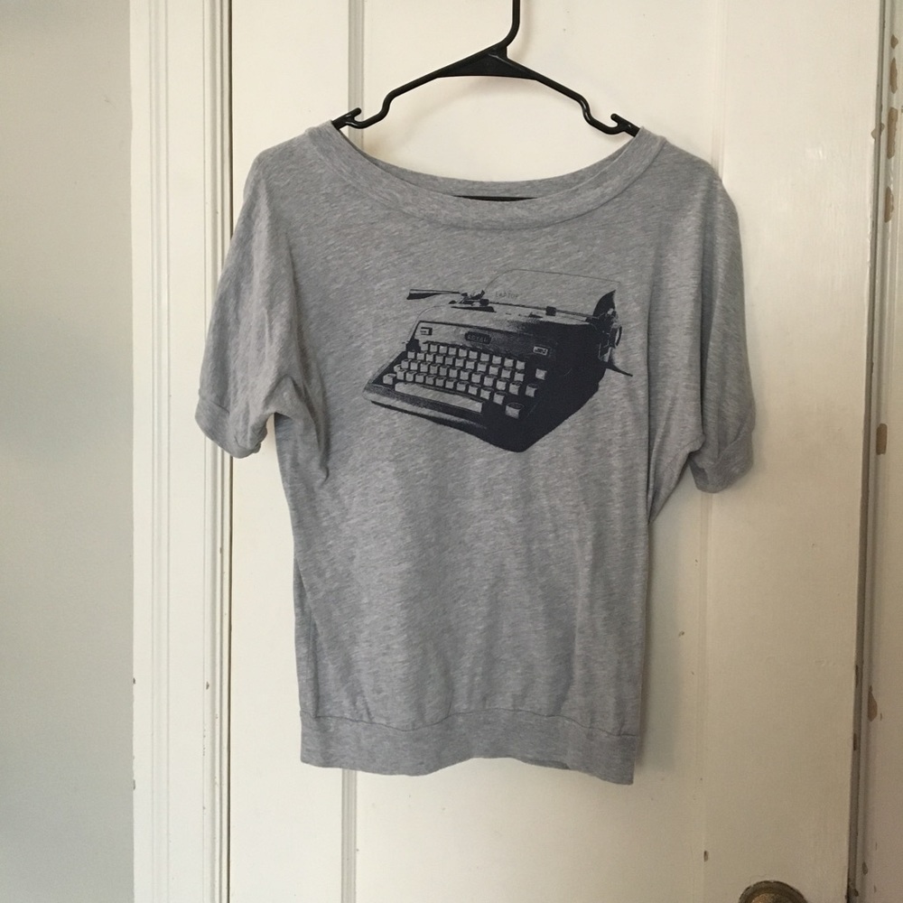 Gray typewriter print top
